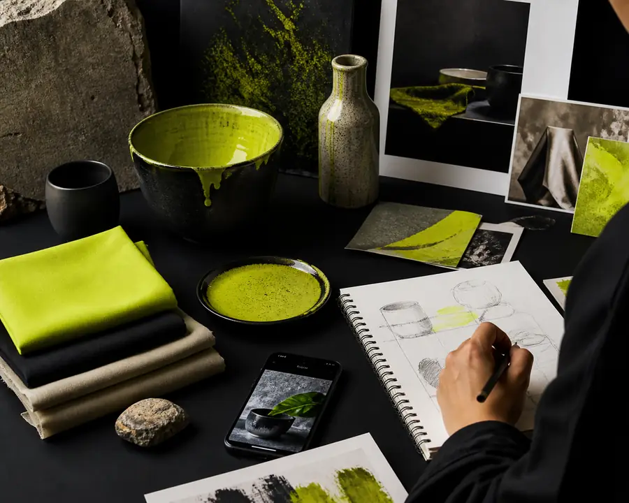 AI-generated product composition with controlled color